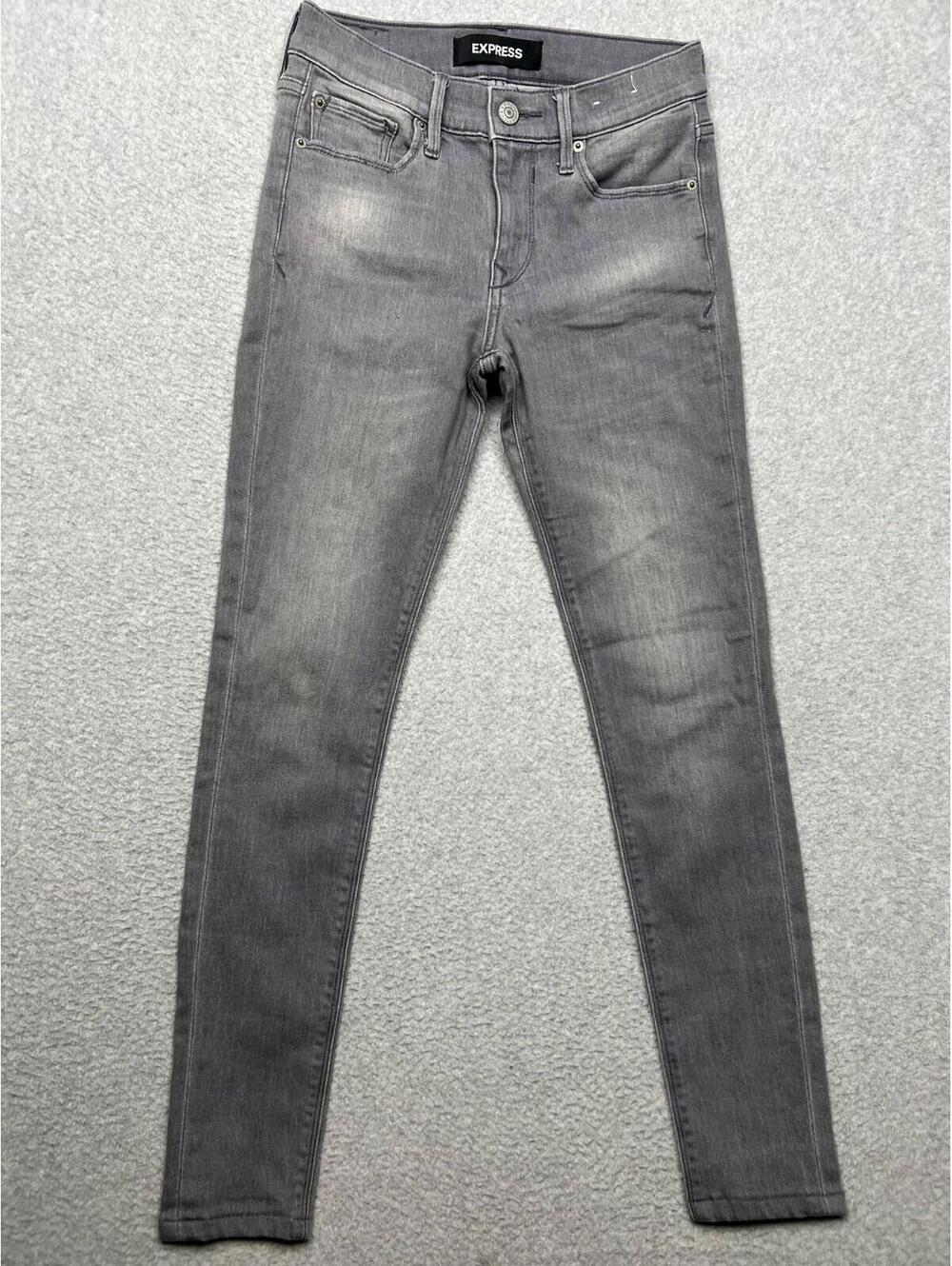 Express Stretch Slim Leg Jogging Jeans Womens Size 0R Gray Stretch Comfort